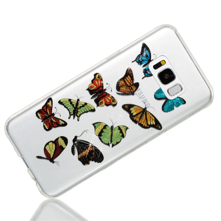 Clear IMD Glitter Powder Patterned TPU Phone Case Shell for Samsung Galaxy S8 Plus SM-G955 - Colorful Butterflies-3