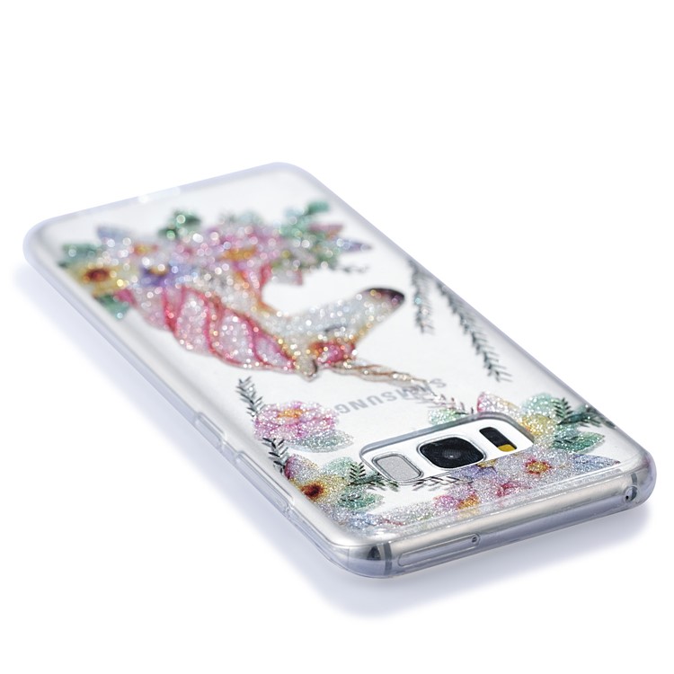 Clear IMD Glitter Powder Patterned TPU Phone Accessory Casing for Samsung Galaxy S8 Plus SM-G955 - Sleeping Unicorn-5