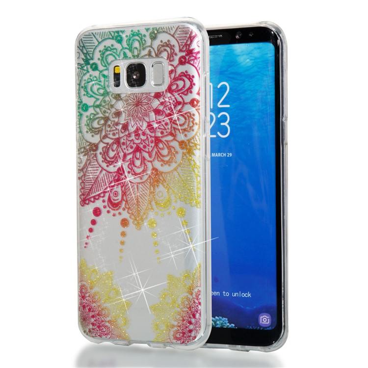 Clear IMD Glitter Powder Patterned TPU Phone Accessory Casing Shell for Samsung Galaxy S8 Plus SM-G955 - Mandala-1