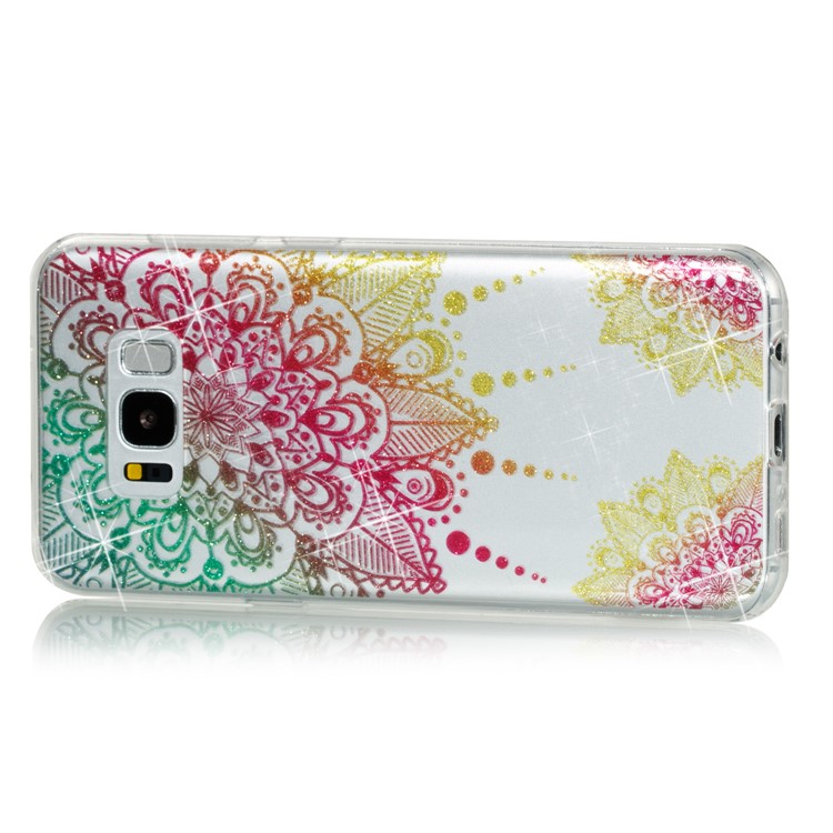 Clear IMD Glitter Powder Patterned TPU Phone Accessory Casing Shell for Samsung Galaxy S8 Plus SM-G955 - Mandala-2