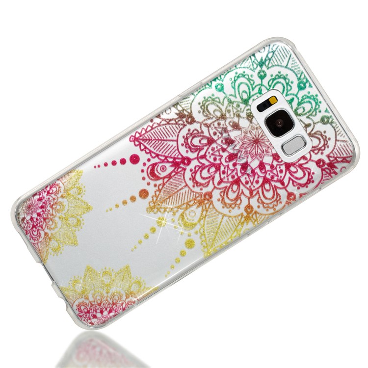Clear IMD Glitter Powder Patterned TPU Phone Accessory Casing Shell for Samsung Galaxy S8 Plus SM-G955 - Mandala-3