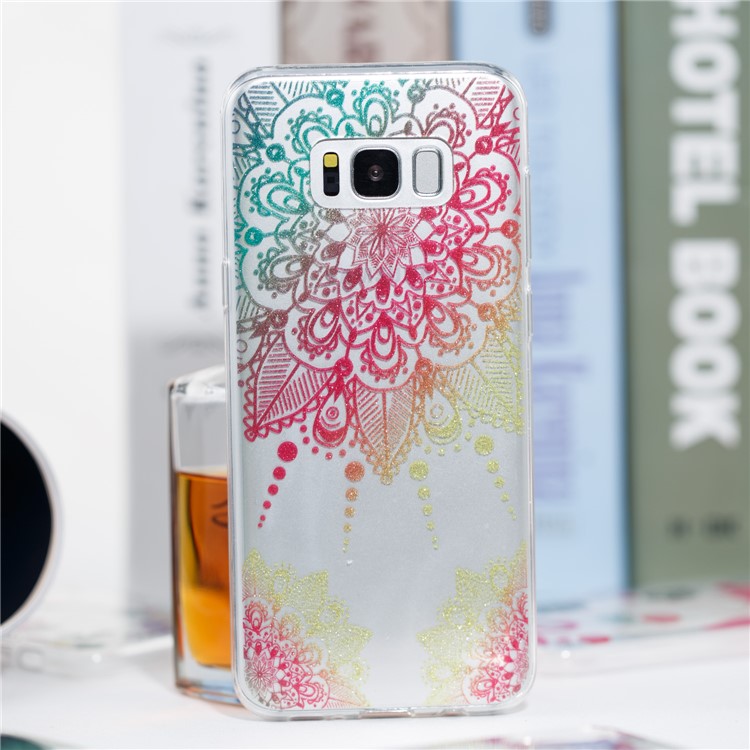 Clear IMD Glitter Powder Patterned TPU Phone Accessory Casing Shell for Samsung Galaxy S8 Plus SM-G955 - Mandala-4