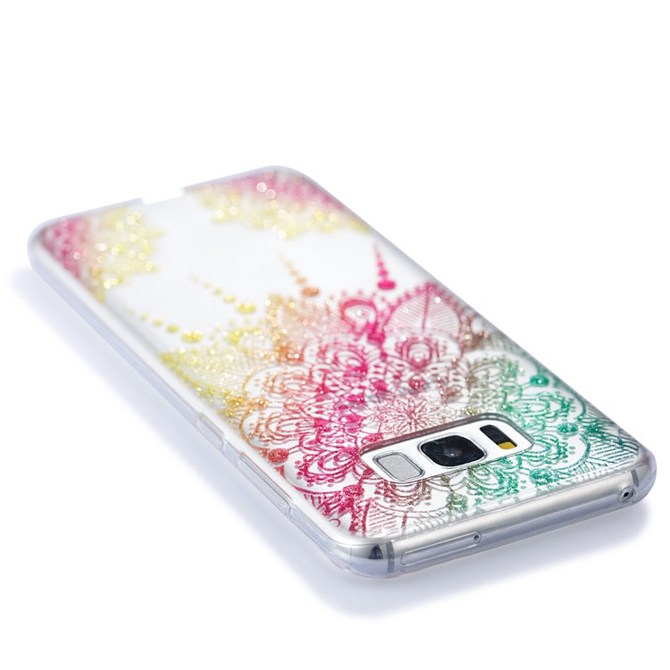 Clear IMD Glitter Powder Patterned TPU Phone Accessory Casing Shell for Samsung Galaxy S8 Plus SM-G955 - Mandala-5