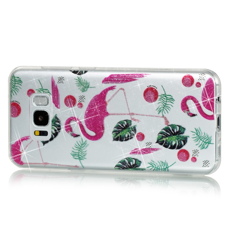 Clear IMD Glitter Powder Patterned TPU Mobile Cover for Samsung Galaxy S8 Plus SM-G955 - Flamingo-2