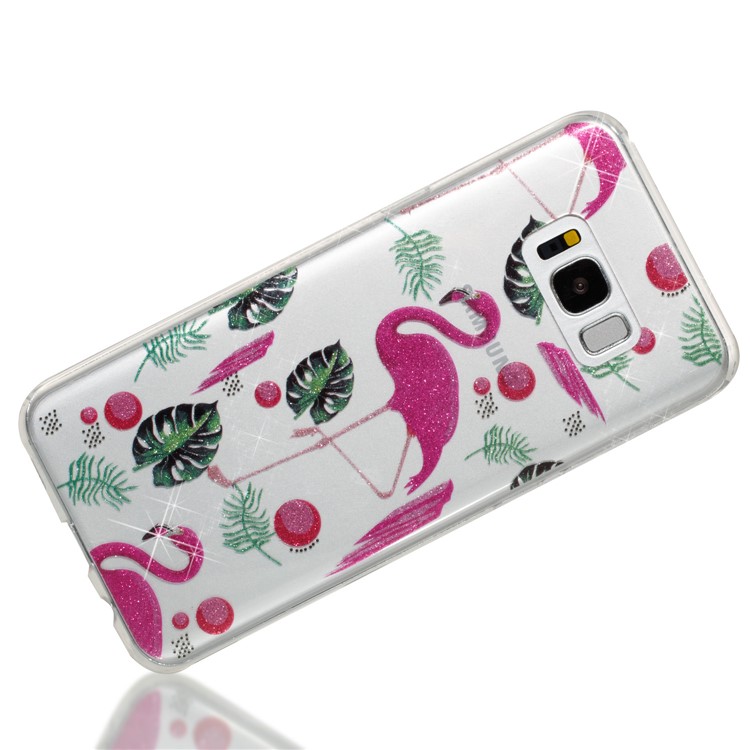 Clear IMD Glitter Powder Patterned TPU Mobile Cover for Samsung Galaxy S8 Plus SM-G955 - Flamingo-3