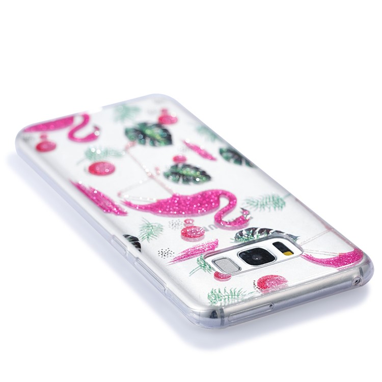 Clear IMD Glitter Powder Patterned TPU Mobile Cover for Samsung Galaxy S8 Plus SM-G955 - Flamingo-5