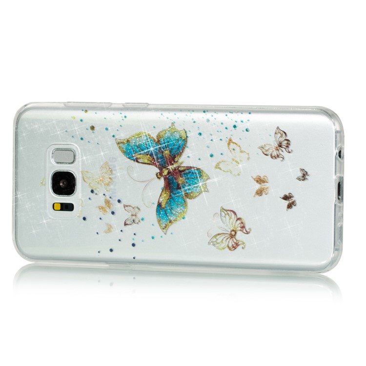 Clear IMD Glitter Powder Patterned TPU Mobile Case for Samsung Galaxy S8 Plus SM-G955 - Shiny Butterflies-2