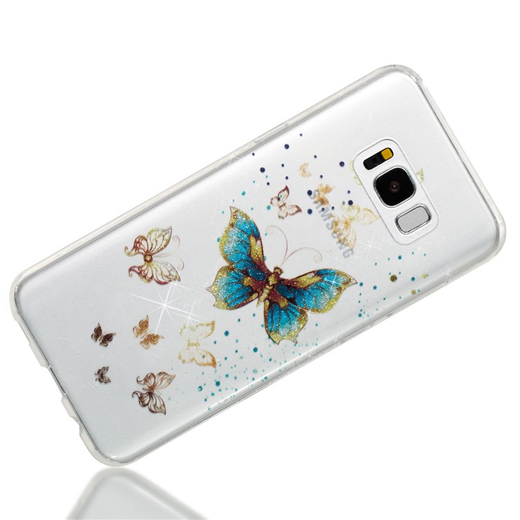 Clear IMD Glitter Powder Patterned TPU Mobile Case for Samsung Galaxy S8 Plus SM-G955 - Shiny Butterflies-3