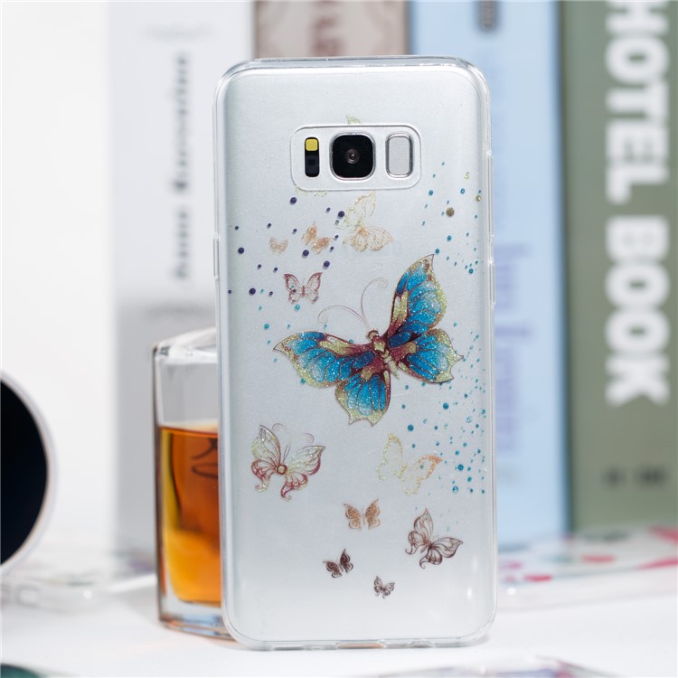 Clear IMD Glitter Powder Patterned TPU Mobile Case for Samsung Galaxy S8 Plus SM-G955 - Shiny Butterflies-4