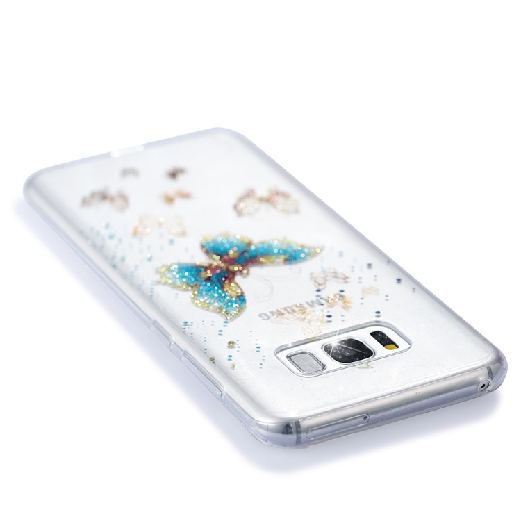 Clear IMD Glitter Powder Patterned TPU Mobile Case for Samsung Galaxy S8 Plus SM-G955 - Shiny Butterflies-5
