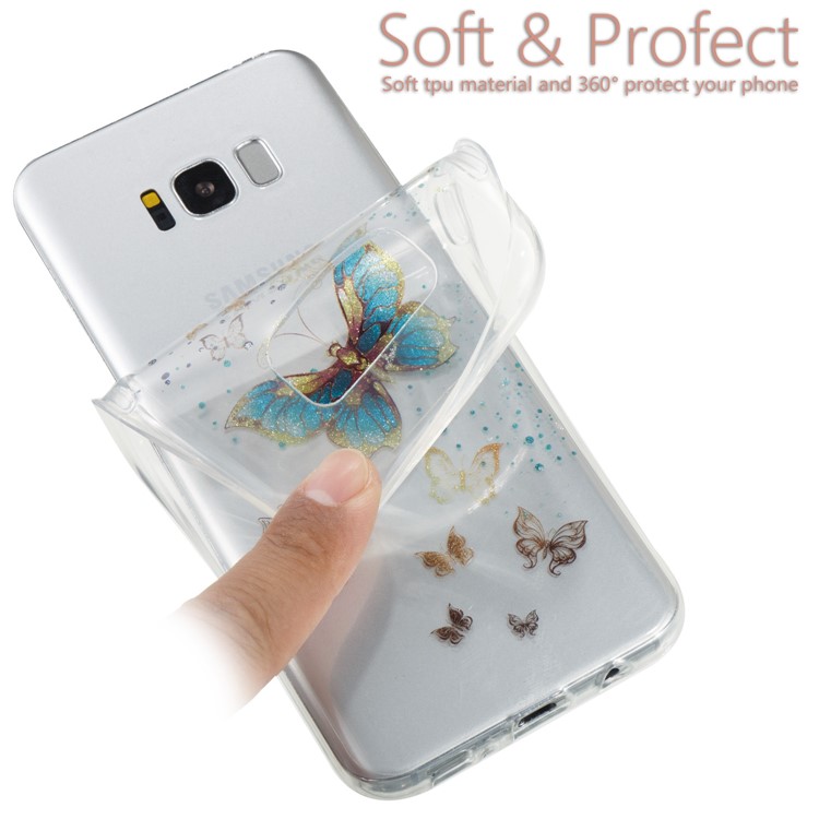 Clear IMD Glitter Powder Patterned TPU Mobile Case for Samsung Galaxy S8 Plus SM-G955 - Shiny Butterflies-6