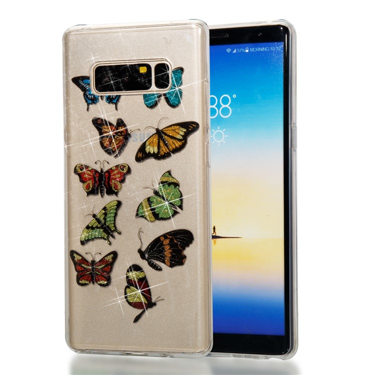 IMD Glitter Powder TPU Phone Case for Samsung Galaxy Note 8 SM-N950 - Multi-butterflies-1