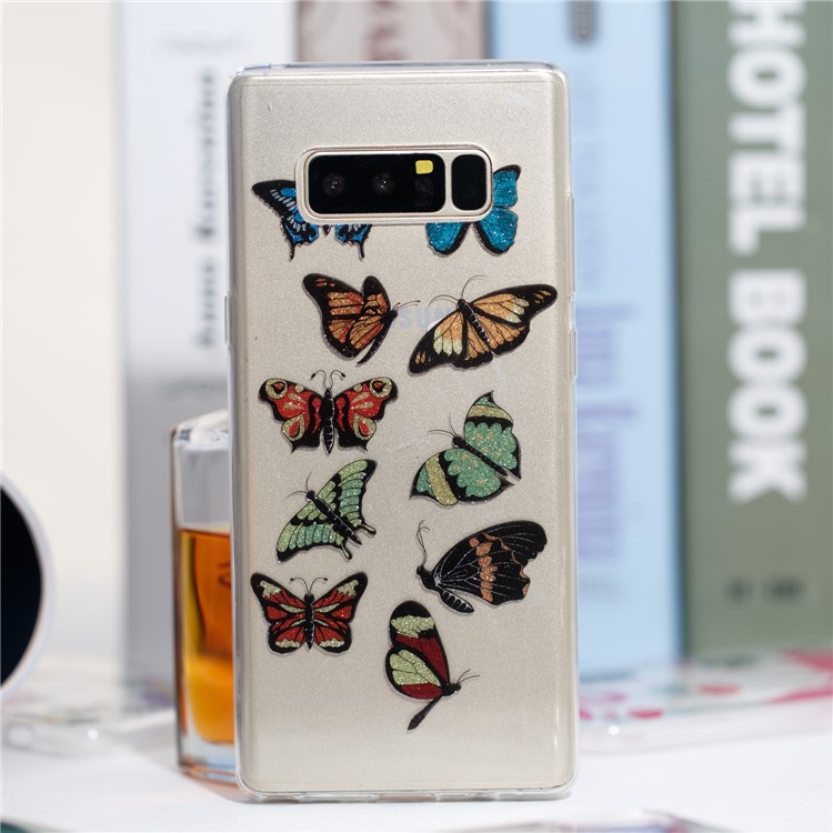 IMD Glitter Powder TPU Phone Case for Samsung Galaxy Note 8 SM-N950 - Multi-butterflies-7