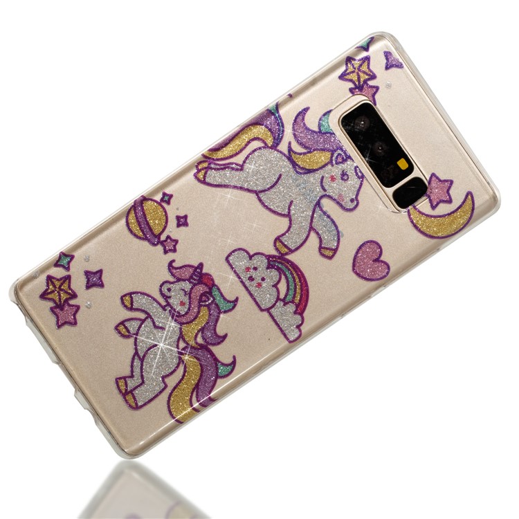 IMD Glitter Powder TPU Phone Cover for Samsung Galaxy Note 8 SM-N950 - Adorable Unicorns-5