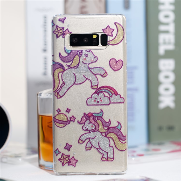 IMD Glitter Powder TPU Phone Cover for Samsung Galaxy Note 8 SM-N950 - Adorable Unicorns-7