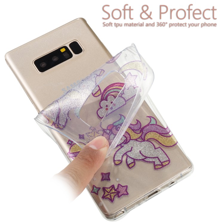 IMD Glitter Powder TPU Phone Cover for Samsung Galaxy Note 8 SM-N950 - Adorable Unicorns-11