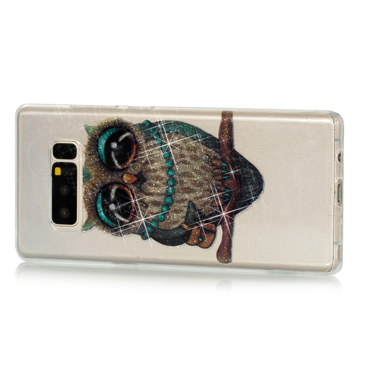 IMD Glitter Powder TPU Mobile Cover for Samsung Galaxy Note 8 SM-N950 - Owl Pattern-3