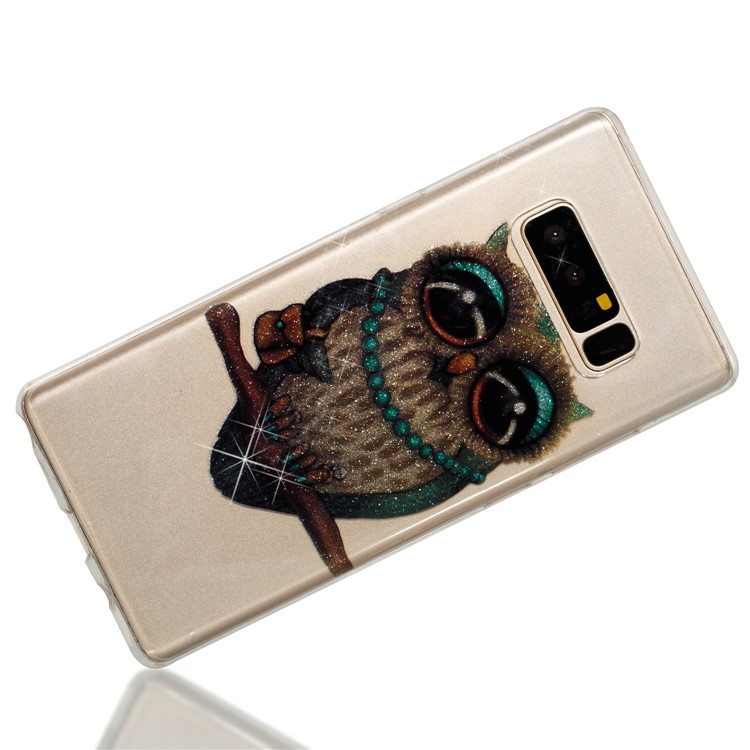 IMD Glitter Powder TPU Mobile Cover for Samsung Galaxy Note 8 SM-N950 - Owl Pattern-5