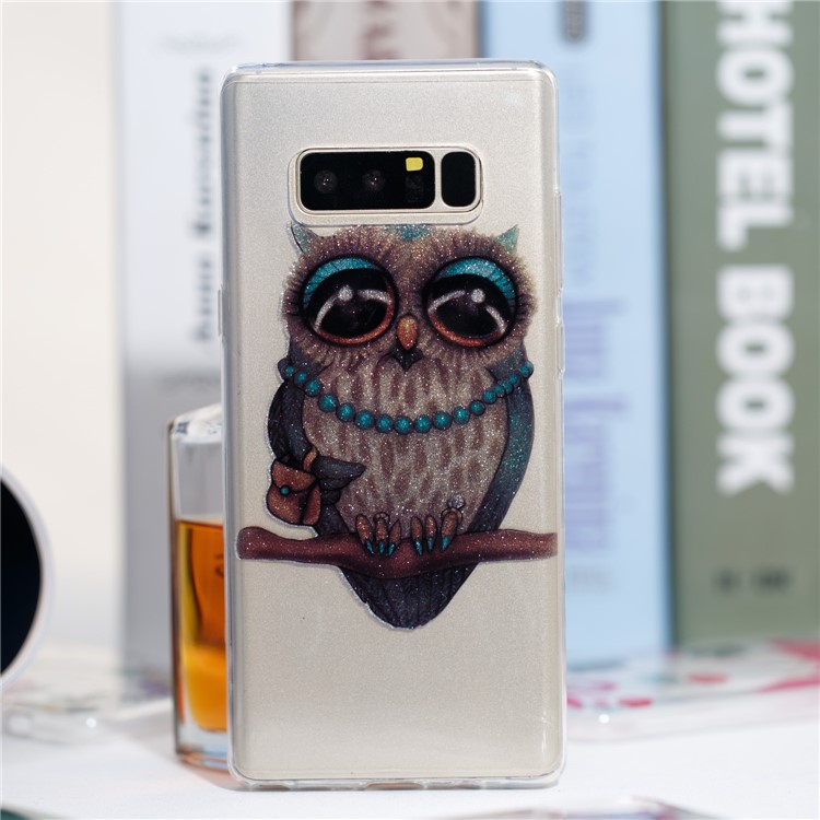 IMD Glitter Powder TPU Mobile Cover for Samsung Galaxy Note 8 SM-N950 - Owl Pattern-7