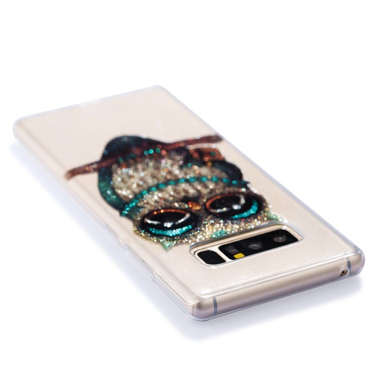 IMD Glitter Powder TPU Mobile Cover for Samsung Galaxy Note 8 SM-N950 - Owl Pattern-9
