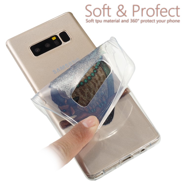 IMD Glitter Powder TPU Mobile Cover for Samsung Galaxy Note 8 SM-N950 - Owl Pattern-11
