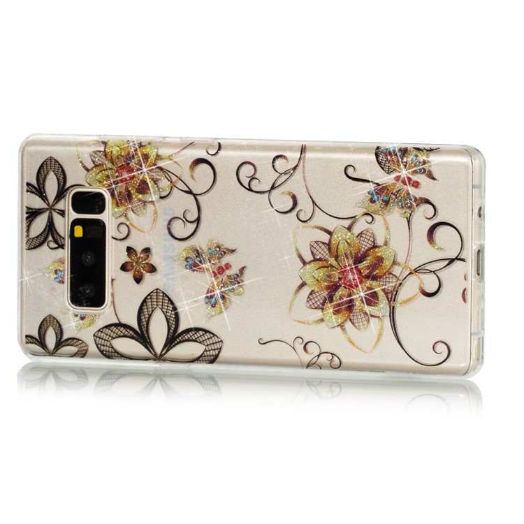 IMD Glitter Powder TPU Protective Phone Casing for Samsung Galaxy Note 8 SM-N950 - Flowers and Butterflies-3