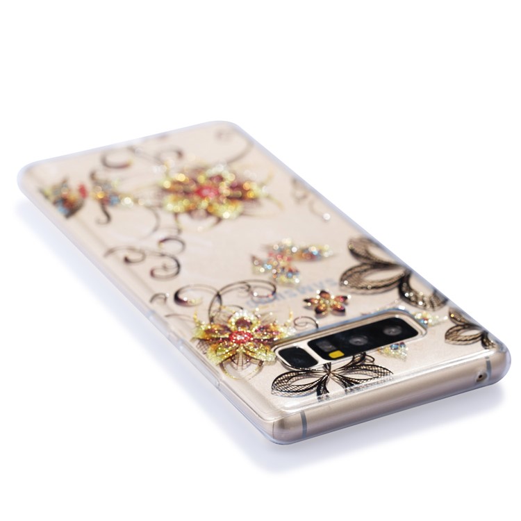 IMD Glitter Powder TPU Protective Phone Casing for Samsung Galaxy Note 8 SM-N950 - Flowers and Butterflies-9