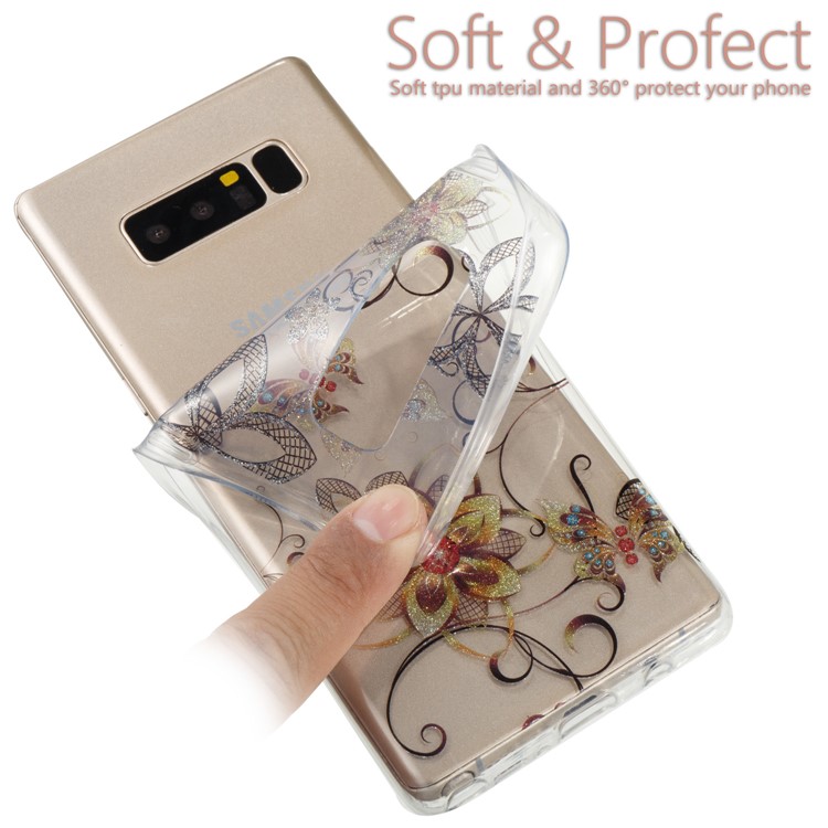 IMD Glitter Powder TPU Protective Phone Casing for Samsung Galaxy Note 8 SM-N950 - Flowers and Butterflies-11