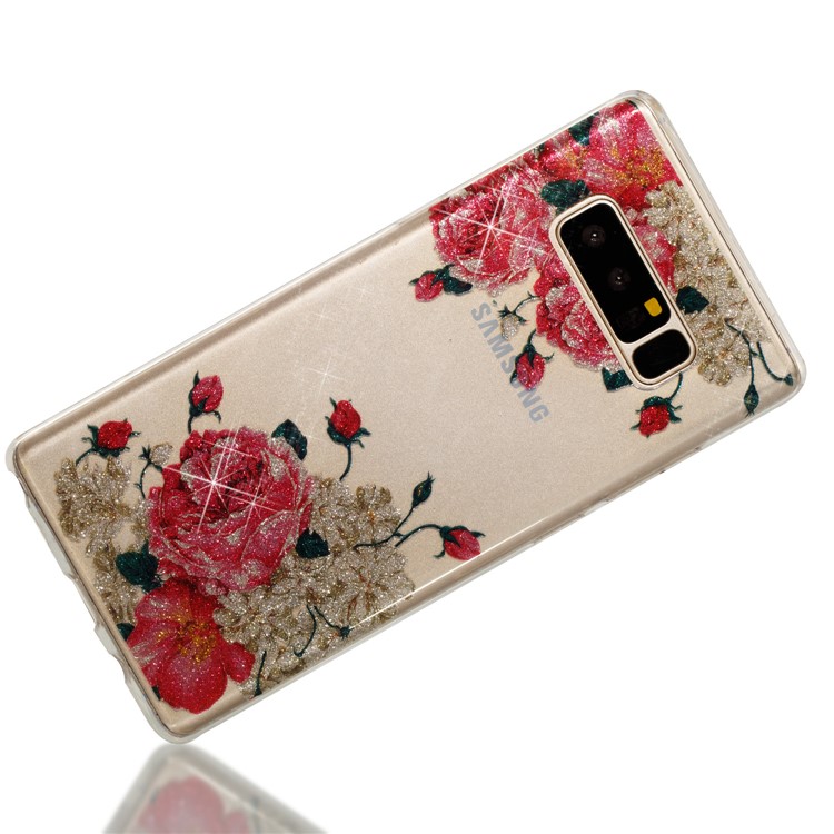 IMD Glitter Powder TPU Protection Mobile Cover Shell for Samsung Galaxy Note 8 SM-N950 - Blooming Flowers-3