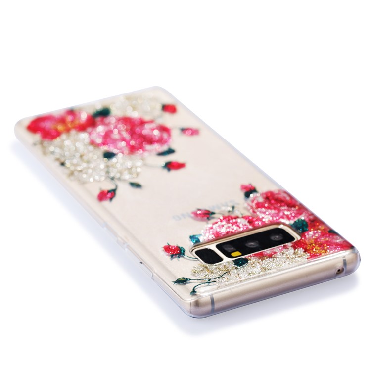 IMD Glitter Powder TPU Protection Mobile Cover Shell for Samsung Galaxy Note 8 SM-N950 - Blooming Flowers-5