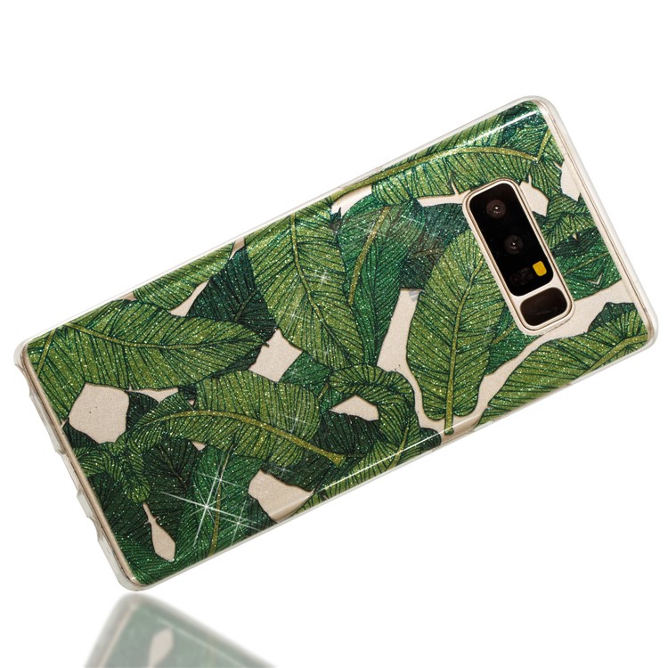 IMD Glitter Powder TPU Soft Case for Samsung Galaxy Note 8 SM-N950 - Green Leaves-3
