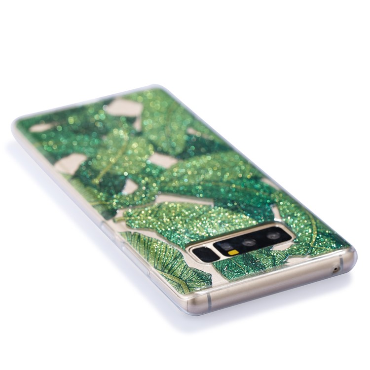 IMD Glitter Powder TPU Soft Case for Samsung Galaxy Note 8 SM-N950 - Green Leaves-5