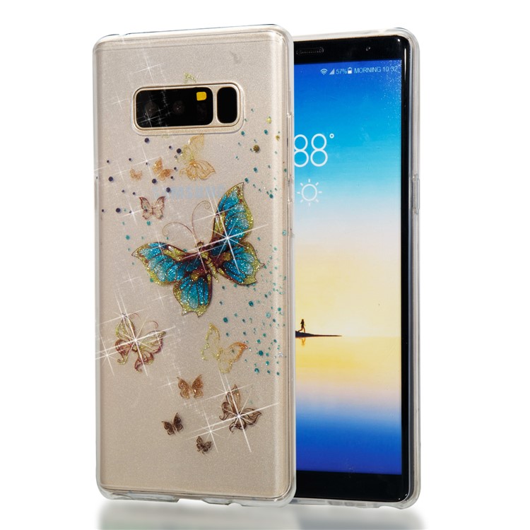 IMD Glitter Powder TPU Back Shell for Samsung Galaxy Note 8 SM-N950 - Pretty Butterflies-1