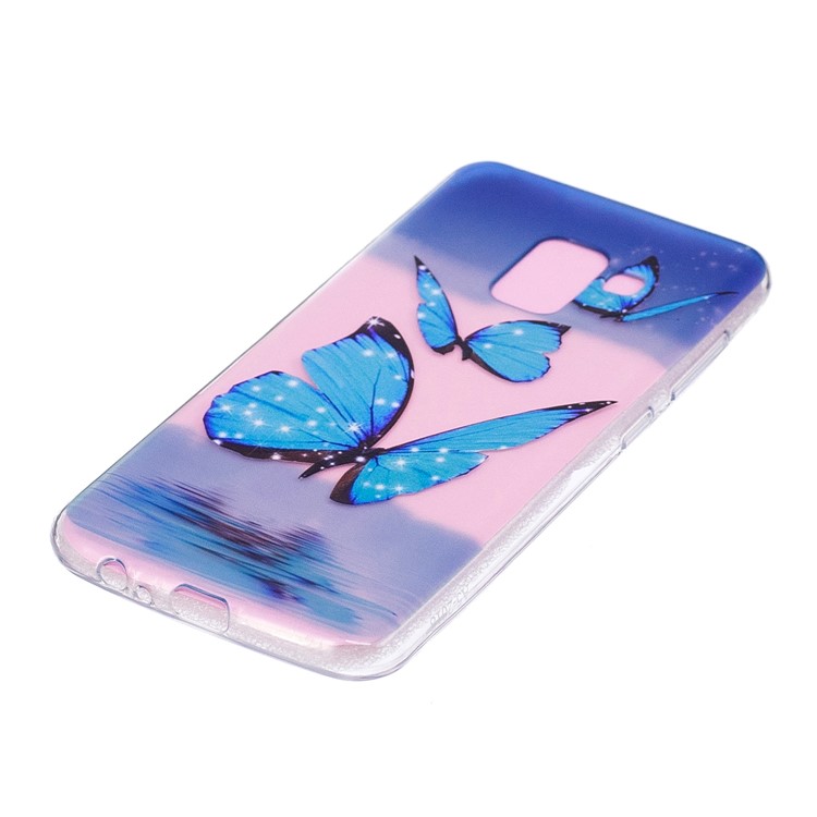 Soft Embossed Pattern Printing TPU Protective Case for Samsung Galaxy A8 (2018) - Butterfly On Lake-2