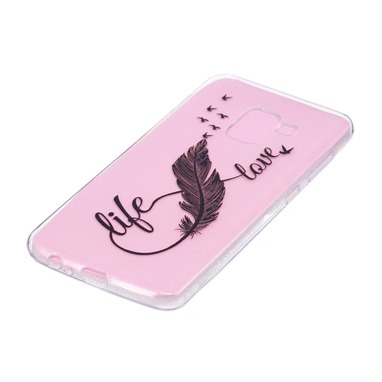 Embossed Pattern Printing TPU Phone Case for Samsung Galaxy A8 (2018) - Black Feather-2
