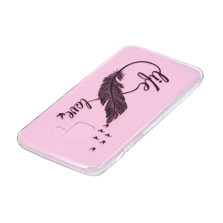 Embossed Pattern Printing TPU Phone Case for Samsung Galaxy A8 (2018) - Black Feather-3