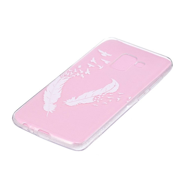 Embossed Pattern Printing Soft TPU Protective Cover for Samsung Galaxy A8 (2018) - White Feather-2