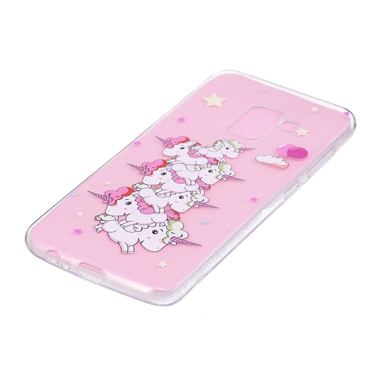 For Samsung Galaxy A8 (2018) Soft Embossed Pattern Printing TPU Cover Accessory - Unicorn Moutain-2