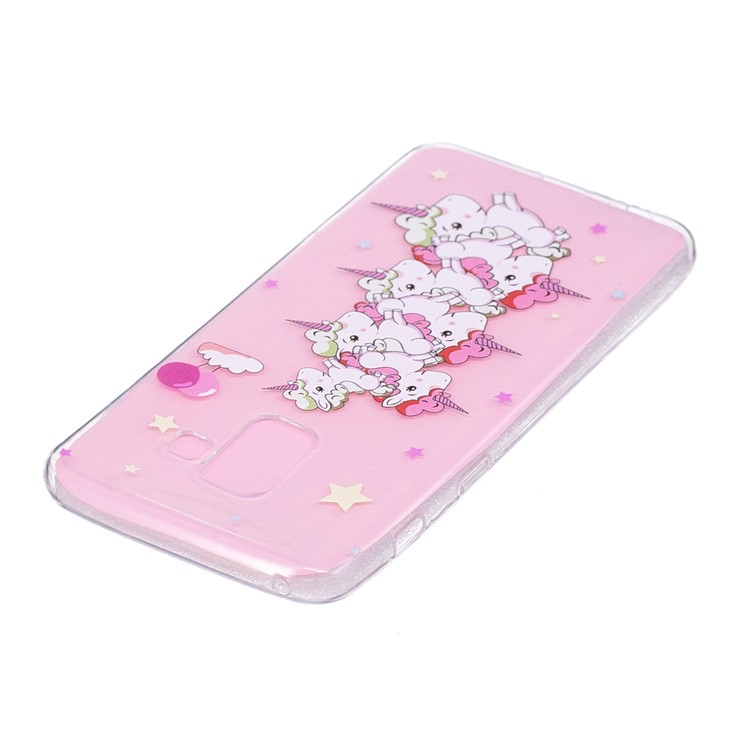 For Samsung Galaxy A8 (2018) Soft Embossed Pattern Printing TPU Cover Accessory - Unicorn Moutain-3