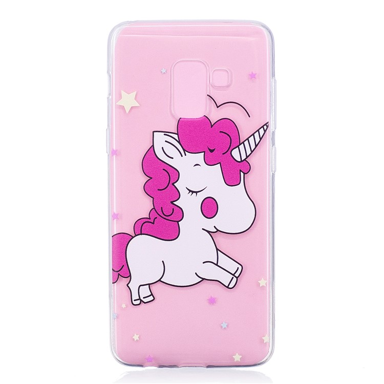 For Samsung Galaxy A8 (2018) Soft Embossed Pattern Printing TPU Phone Cover Shell - Unicorn-1