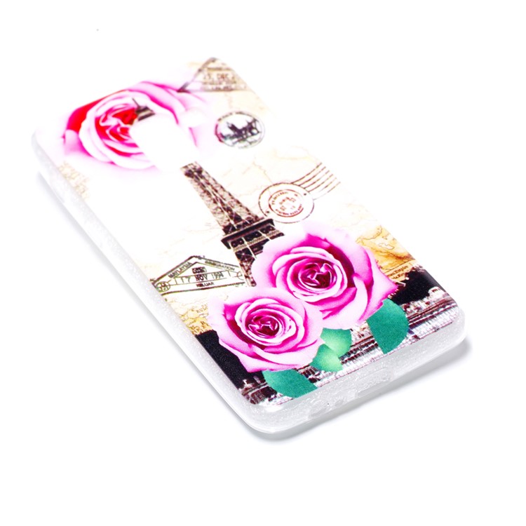 Pattern Printing TPU Case for Samsung Samsung Galaxy A8 (2018) - Eiffel Tower and Flowers-4