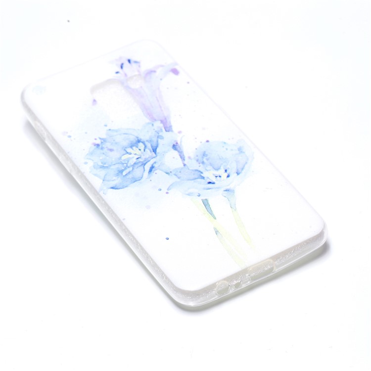 Pattern Printing TPU Gel Case for Samsung Samsung Galaxy A8 (2018) - Blue Flowers-3