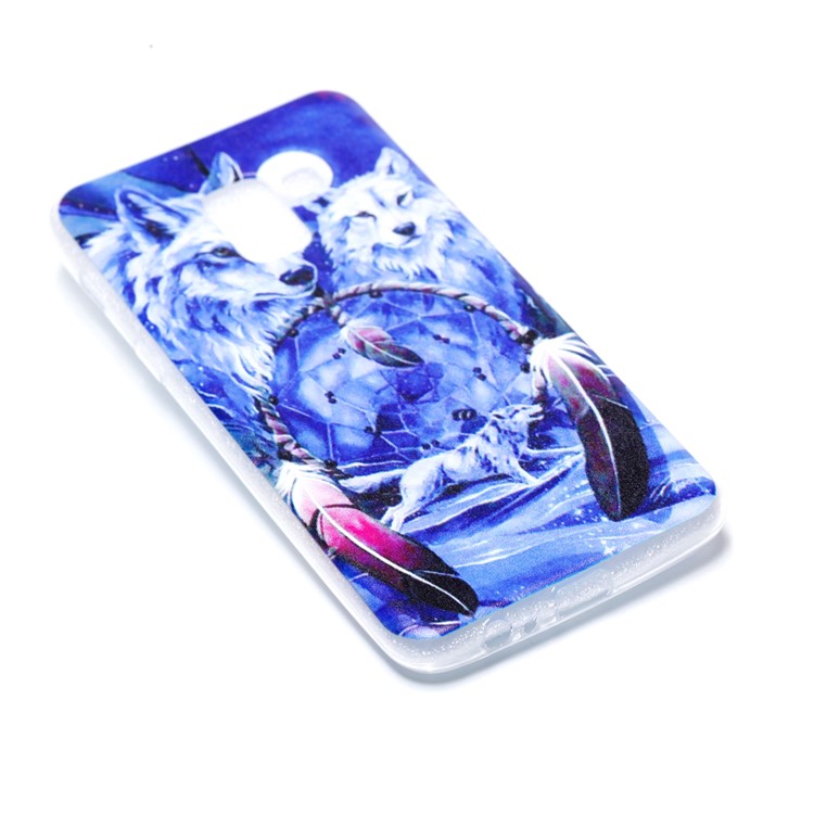 Pattern Printing TPU Mobile Phone Shell for Samsung Samsung Galaxy A8 (2018) - Wolf and Dream Catcher-3