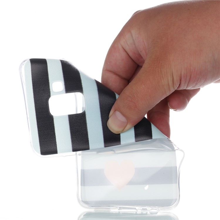 Pattern Printing TPU Phone Accessory Case for Samsung Samsung Galaxy A8 (2018) - Heart and Stripes-2