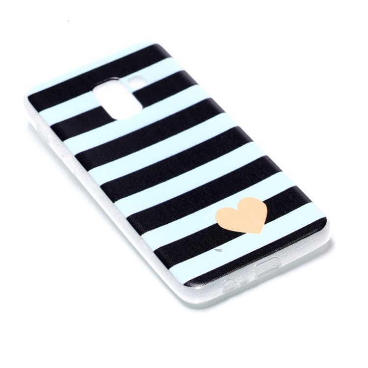 Pattern Printing TPU Phone Accessory Case for Samsung Samsung Galaxy A8 (2018) - Heart and Stripes-3