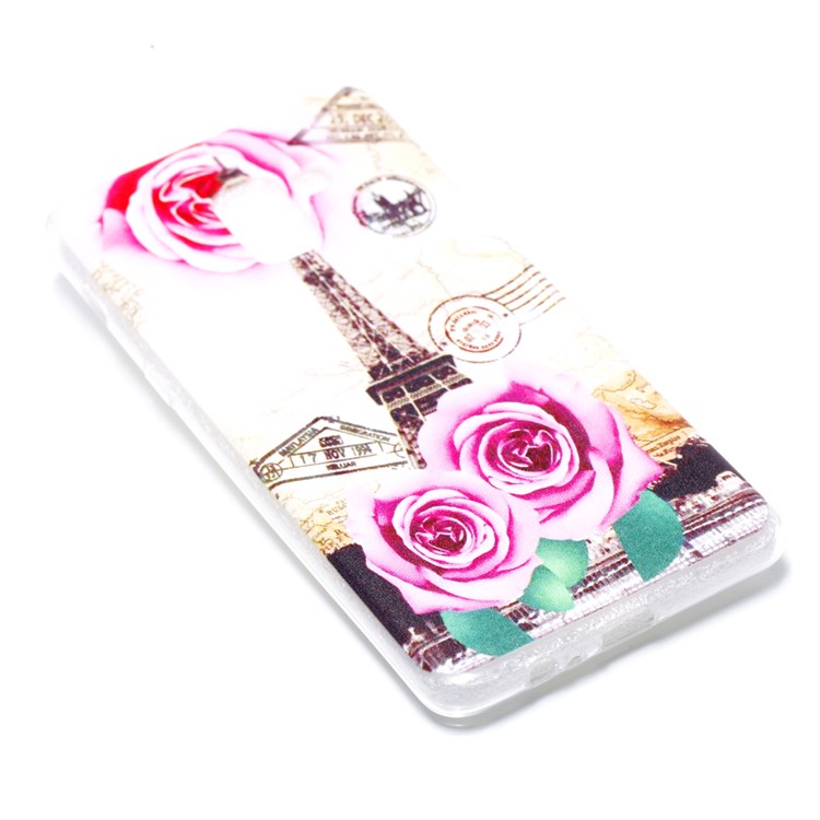 Pattern Printing Soft TPU Back Case for Samsung Galaxy A8+ (2018) - Rose and Eiffel Tower-4