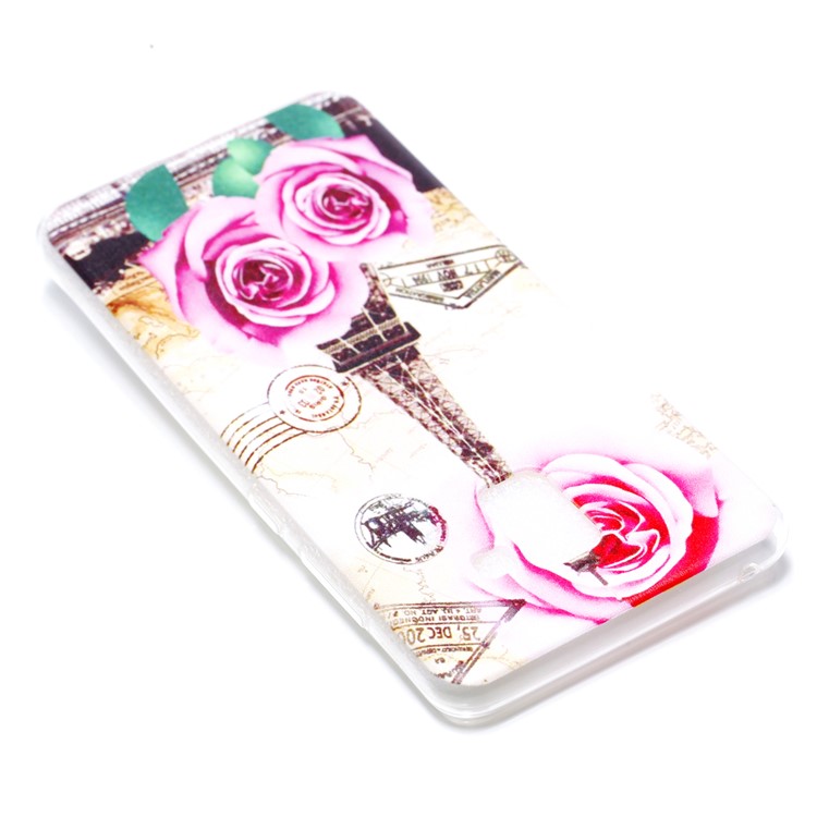 Pattern Printing Soft TPU Back Case for Samsung Galaxy A8+ (2018) - Rose and Eiffel Tower-5