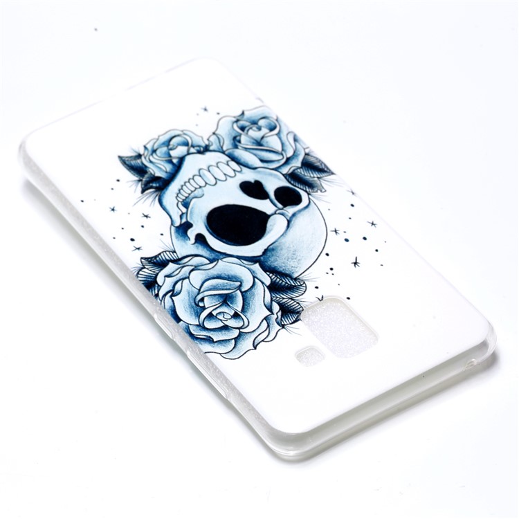 Pattern Printing Soft TPU Phone Cover for Samsung Galaxy A8+ (2018) - Skull and Flower-4