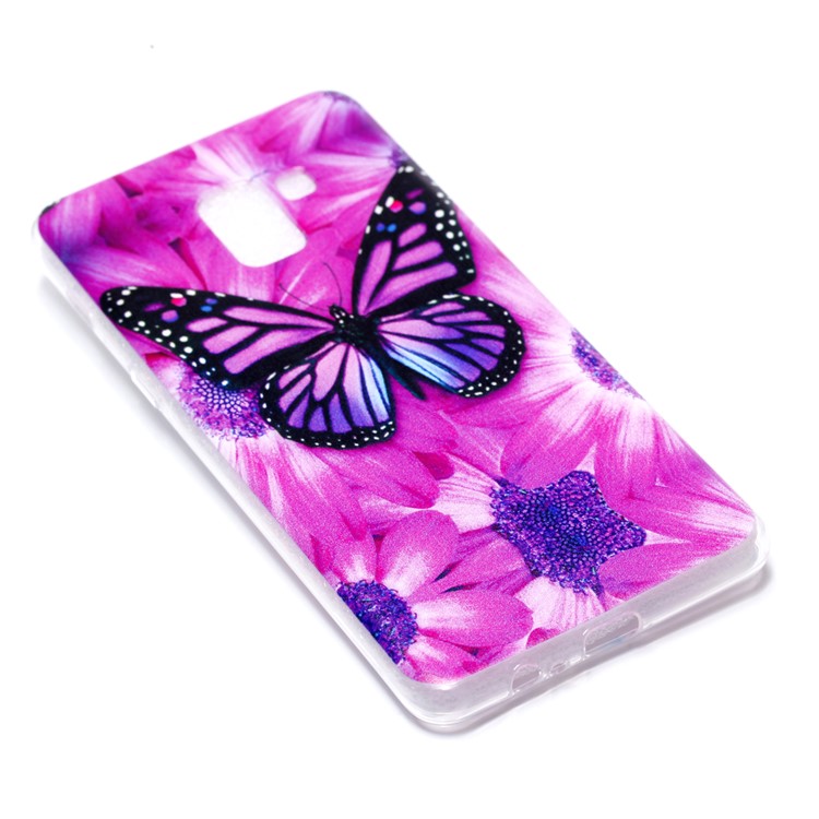 Patterned Soft TPU Mobile Shell for Samsung Galaxy A8+ (2018) - Butterfly and Flower-3