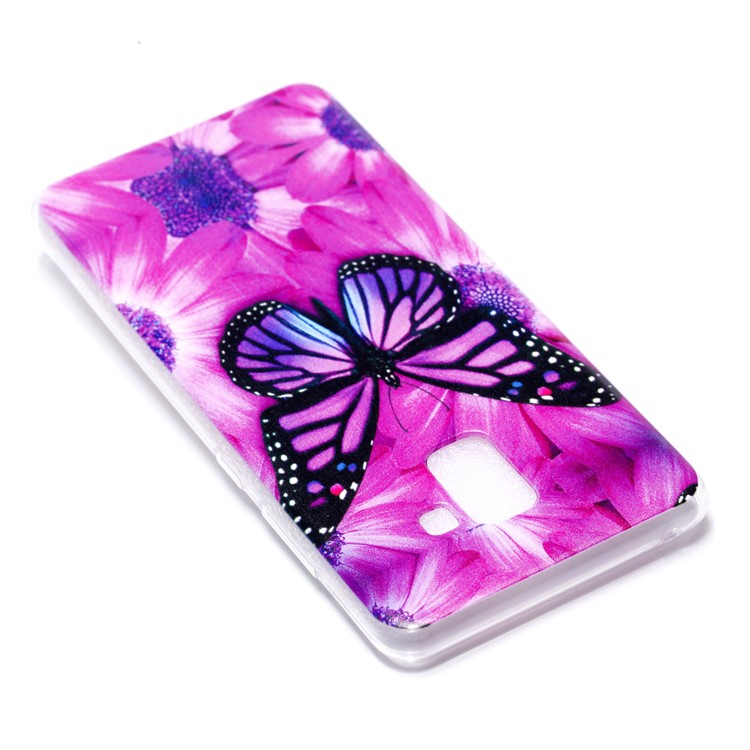 Patterned Soft TPU Mobile Shell for Samsung Galaxy A8+ (2018) - Butterfly and Flower-4